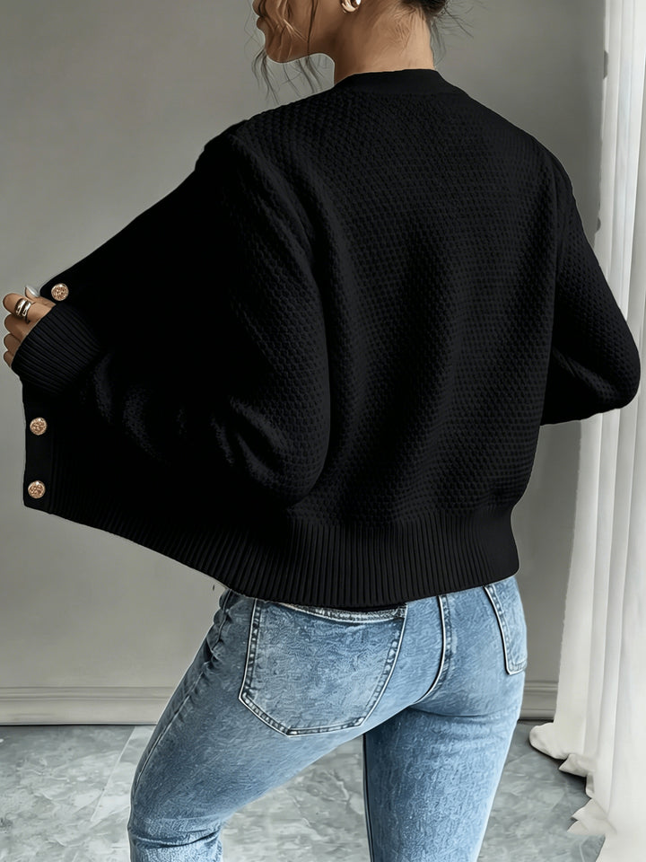 Iris | Cable-Knit Button-Front Cardigan