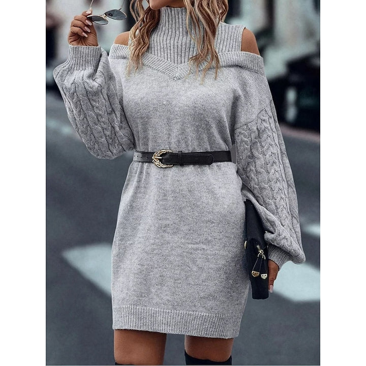 Thalia | Cold-Shoulder Turtleneck Sweater Dress