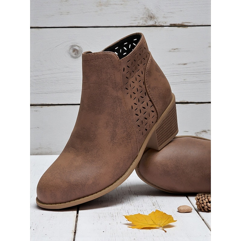 Cassandra | Cutout Block-Heel Ankle Boots