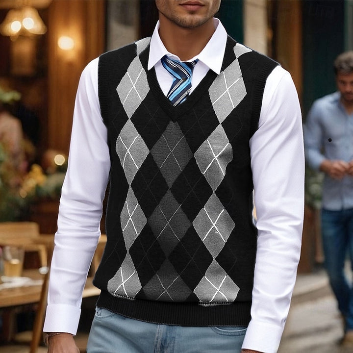 Reginald | Argyle V-Neck Sweater Vest