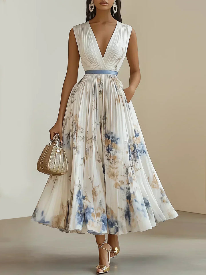 Livia | Elegant Sleeveless Long V-Neck Dress