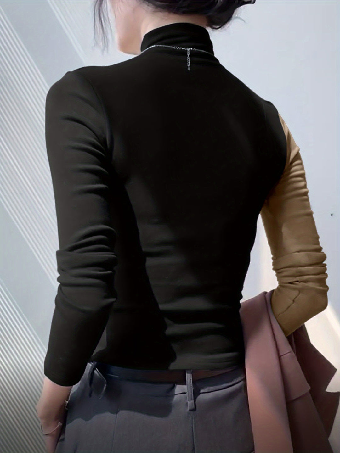 Danica | Colour-Block Mock Neck Top