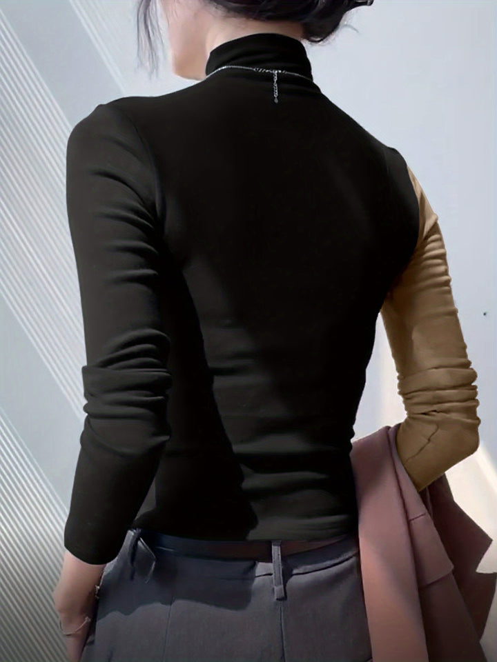 Danica | Colour-Block Mock Neck Top