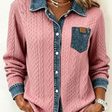 Marina | Contrast-Trim Cable-Knit Cardigan