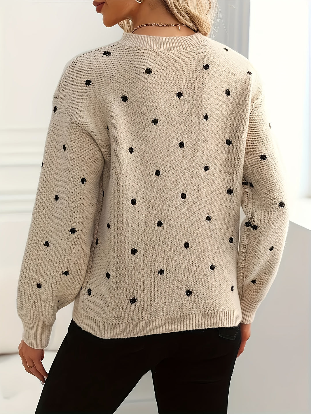 Brynn | Polka Dot Crew Neck Sweater