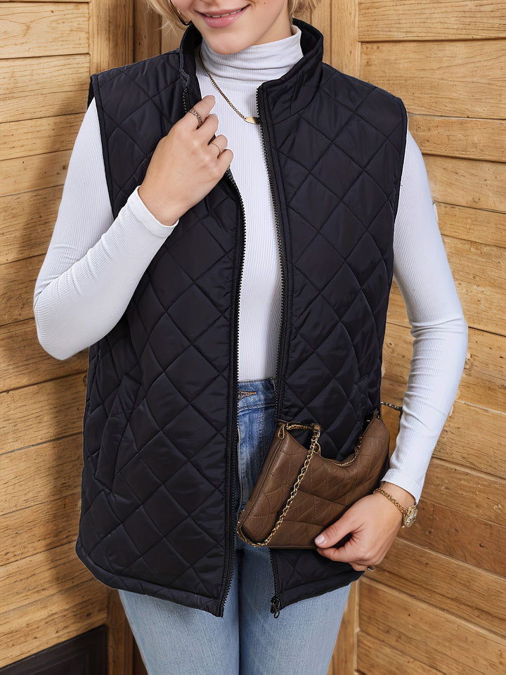 Marlise | Diamond-Quilted Longline Vest
