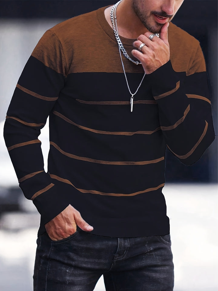 Declan | Colour-Block Striped Crew Neck Sweater