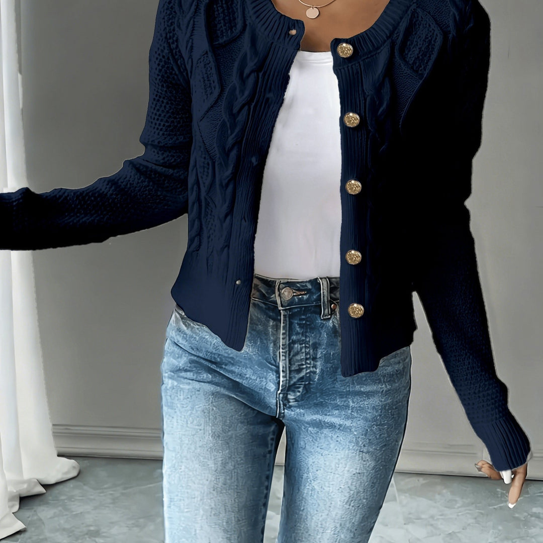 Iris | Cable-Knit Button-Front Cardigan