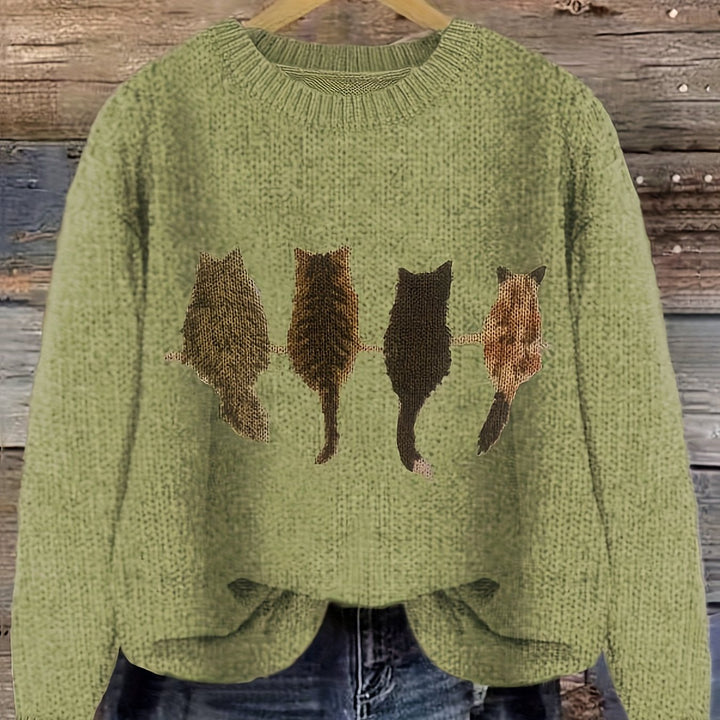 Maeve | Charming Cat-Print Knit Sweater