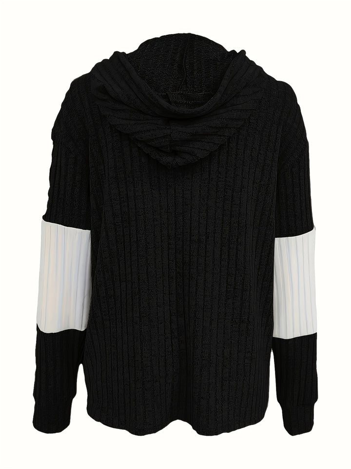 Talia | Ribbed Colour-Block Zip-Up Hoodie