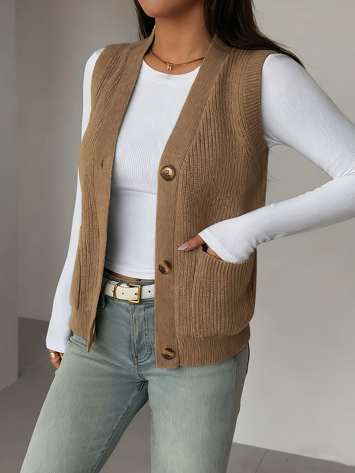 Sienna | Button-Front Sleeveless Vest