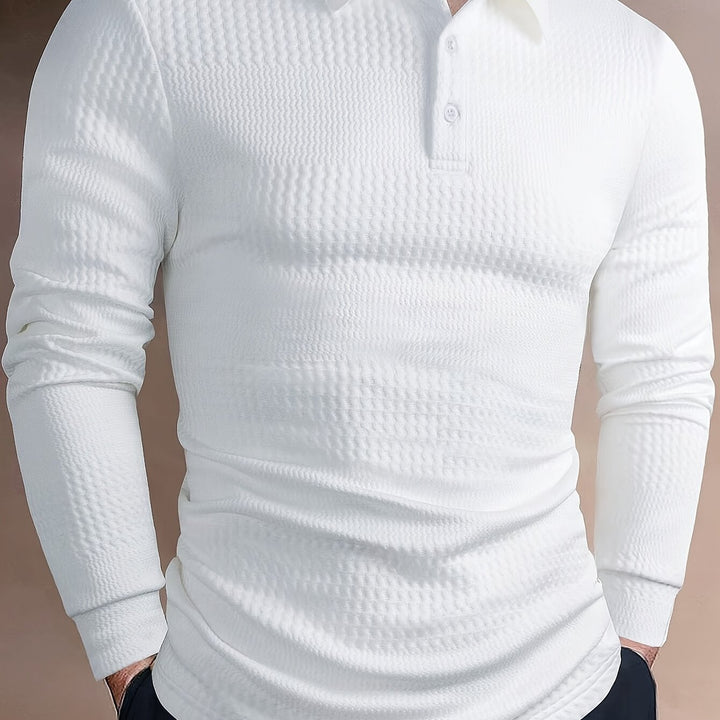 Reid | Textured Long Sleeve Polo Shirt