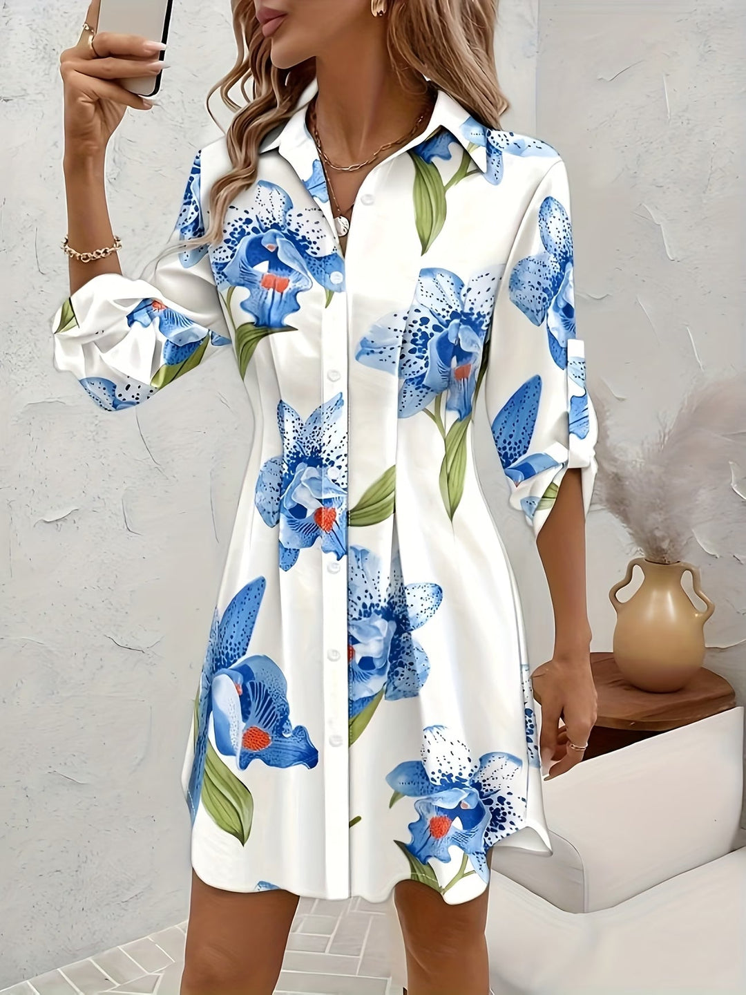 Aisha | Elegant Long Sleeve Floral Dress