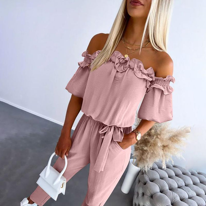 Vespera | Stylish Off Shoulder Tie-Waist Jumpsuit