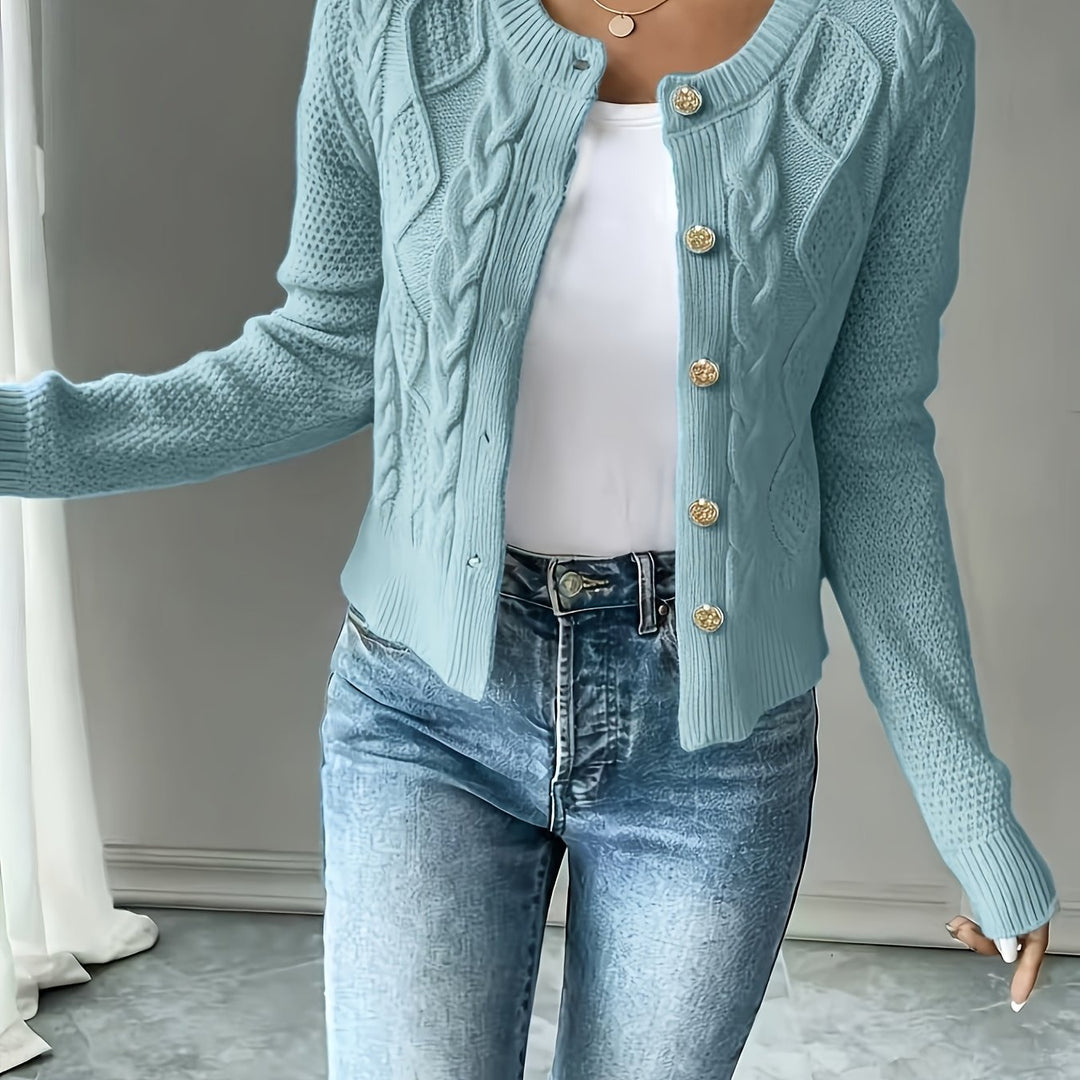 Iris | Cable-Knit Button-Front Cardigan