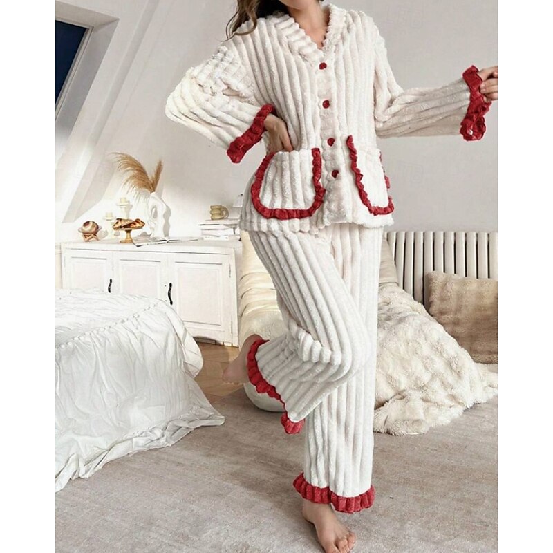 Whitney | Cozy Ruffle-Trim Two-Piece Set