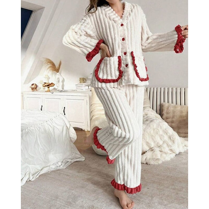 Whitney | Cozy Ruffle-Trim Two-Piece Set