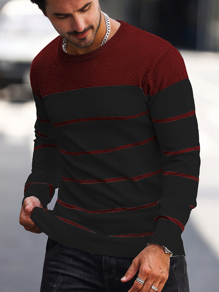 Declan | Colour-Block Striped Crew Neck Sweater