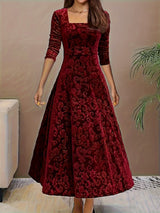 Maelle | Elegant Mid Sleeve Floral Dress