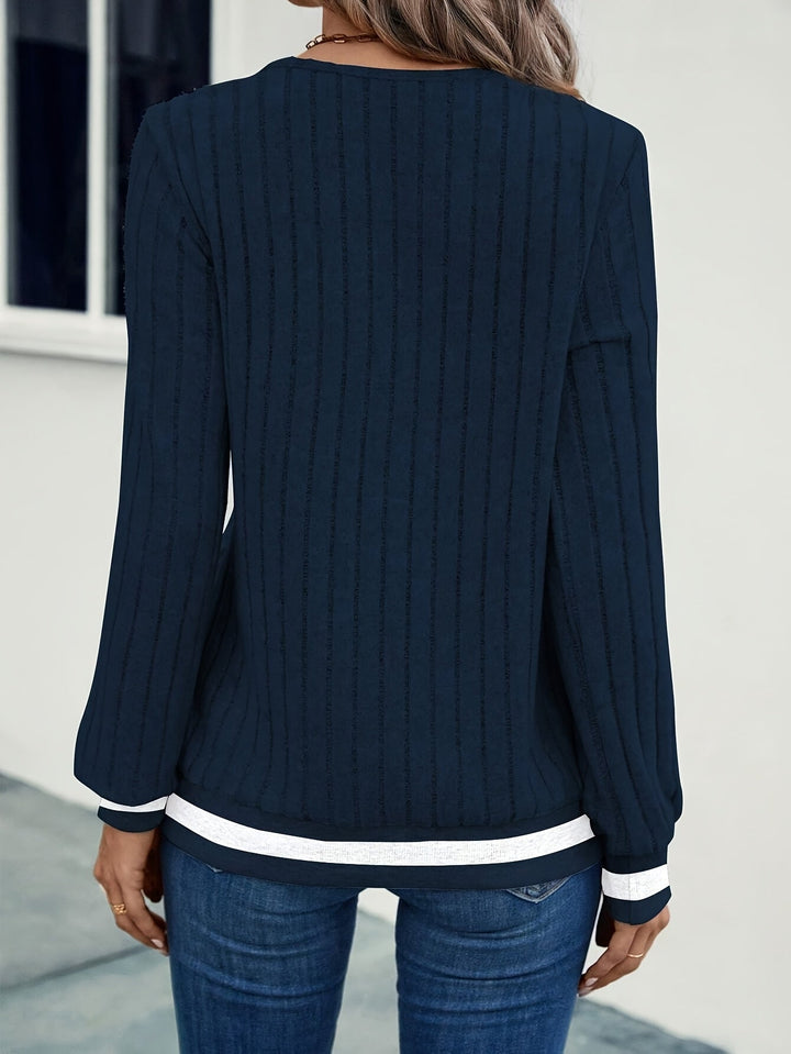 Rosanna | Contrast-Trim Ribbed Top