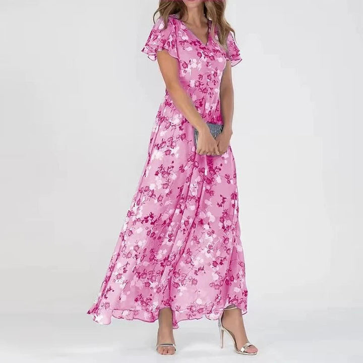 Lilia | Elegant Floral Short Sleeve Dress