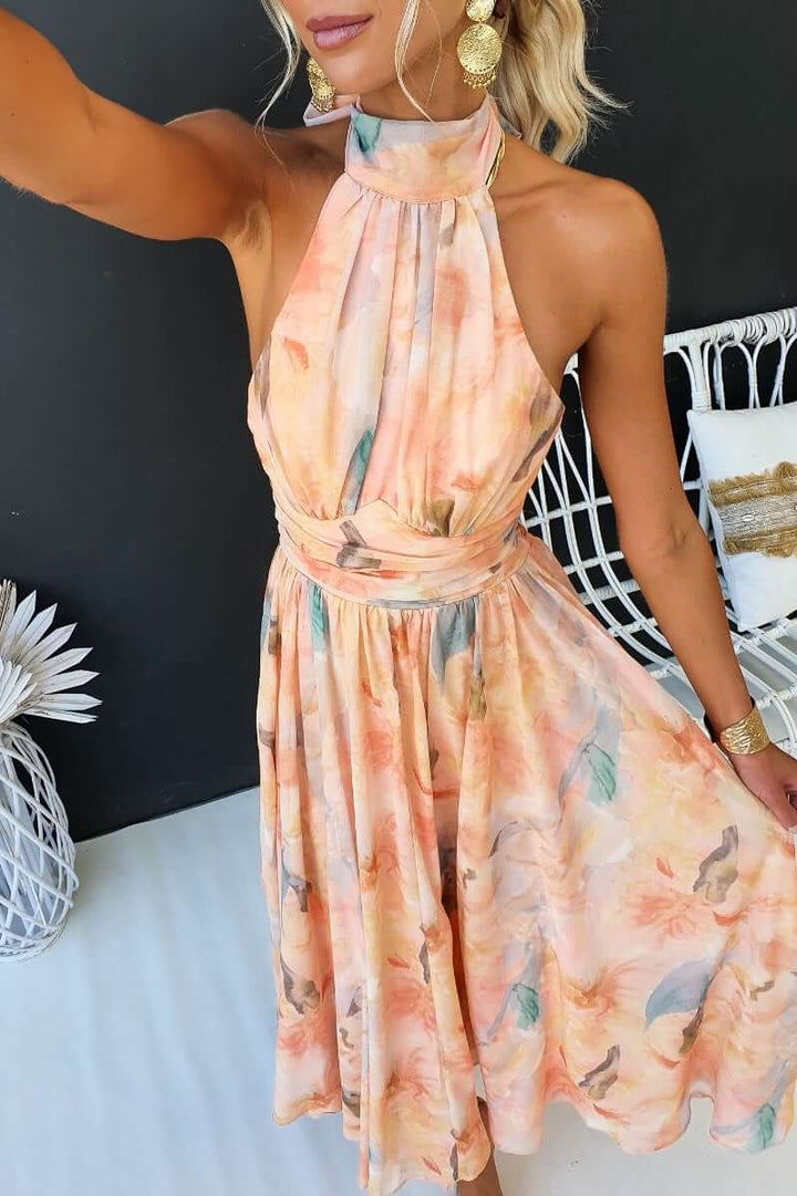 Lucia | Elegant Close Neck Sleeveless Dress