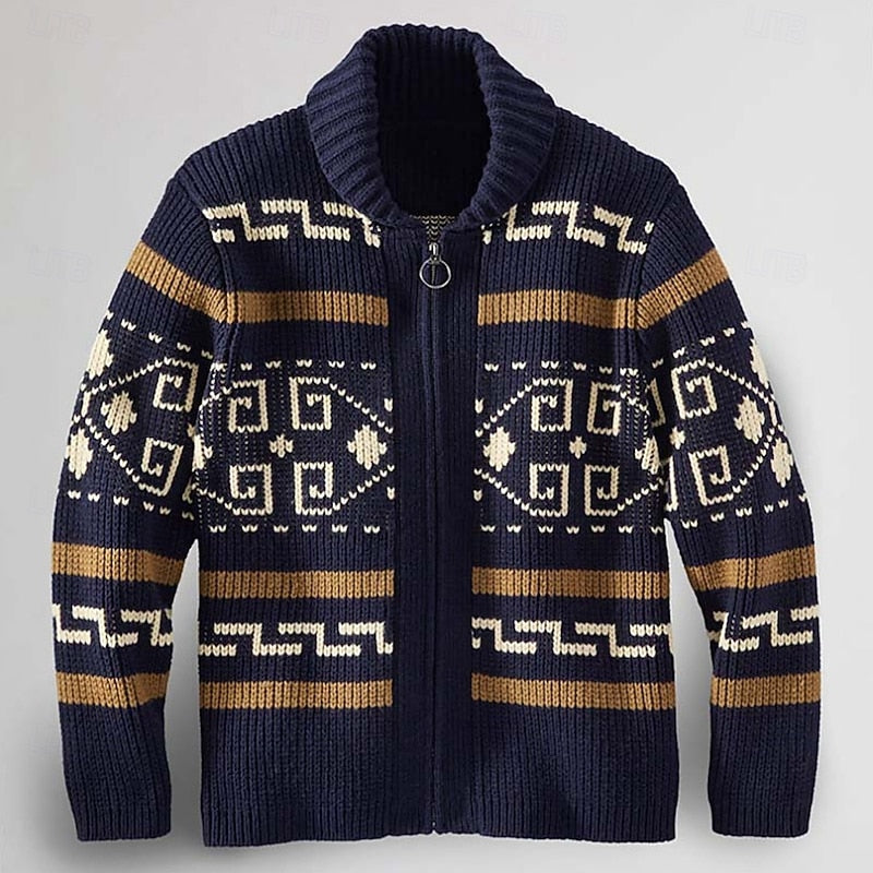 Foster | Heritage Patterned Zip Cardigan