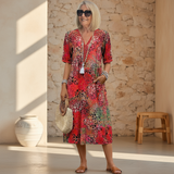 Fleur | Vibrant Pattern Midi Dress