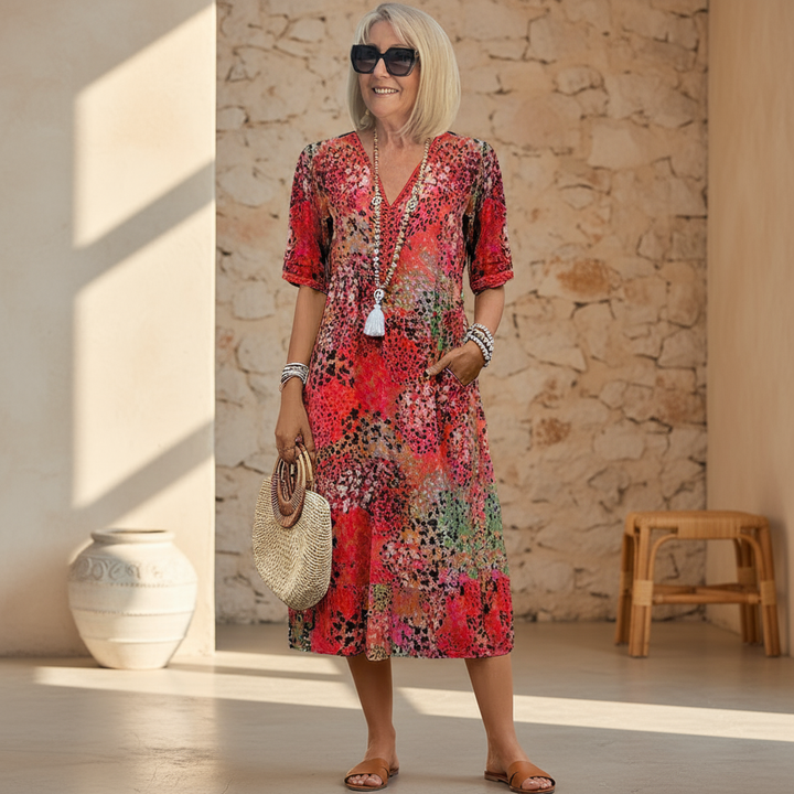 Fleur | Vibrant Pattern Midi Dress