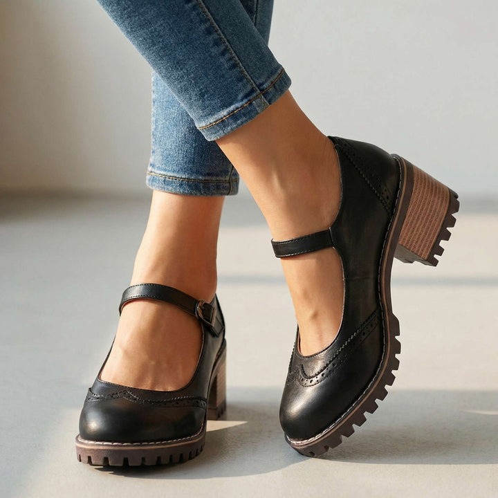 Jorja | Stylish Close Toe T-Strap Heels
