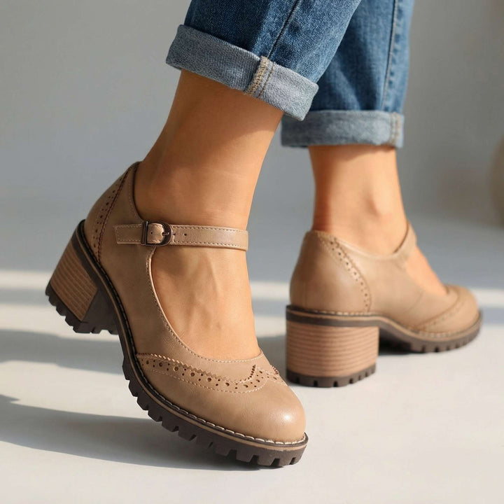 Jorja | Stylish Close Toe T-Strap Heels