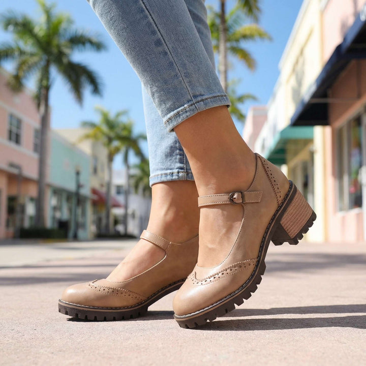 Jorja | Stylish Close Toe T-Strap Heels