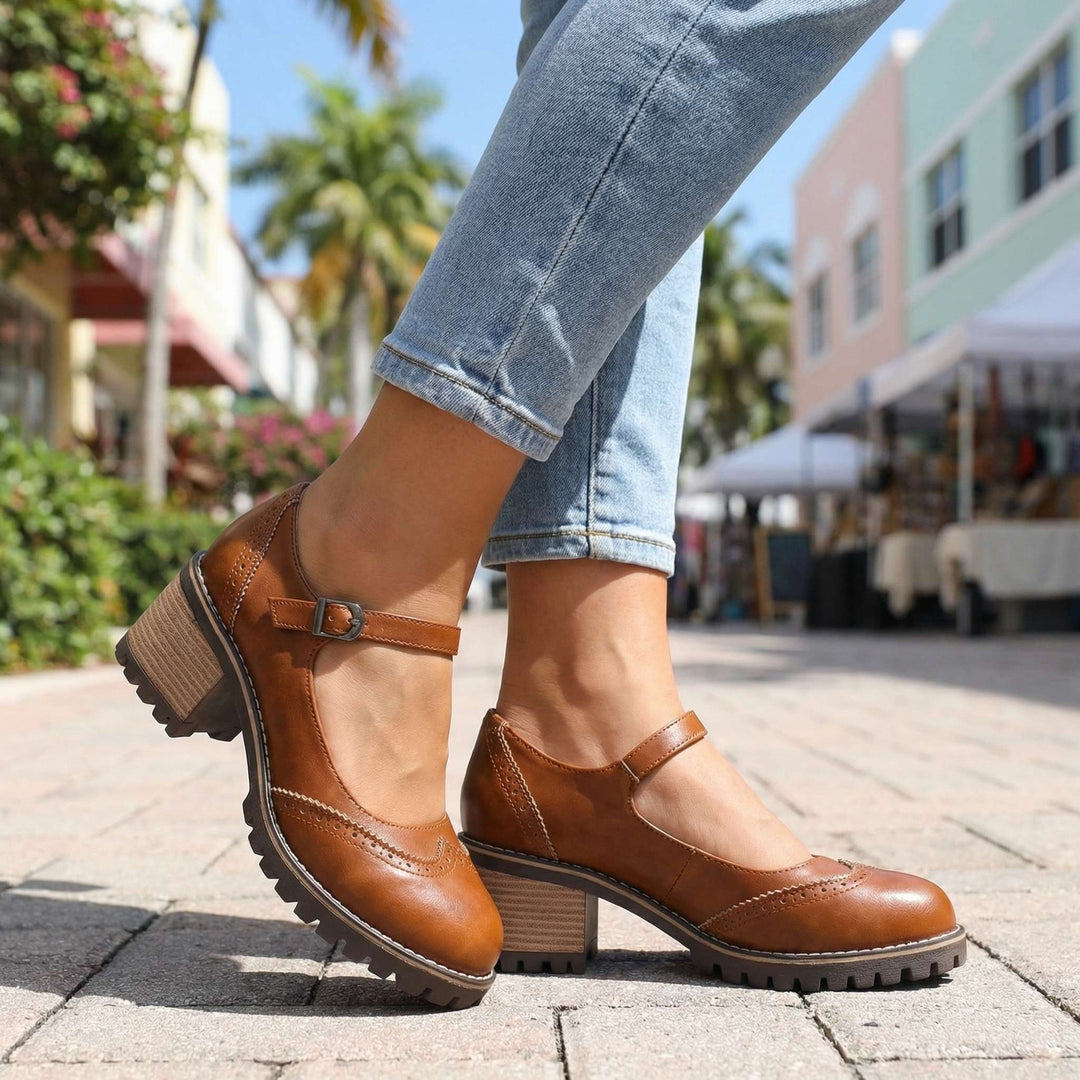 Jorja | Stylish Close Toe T-Strap Heels
