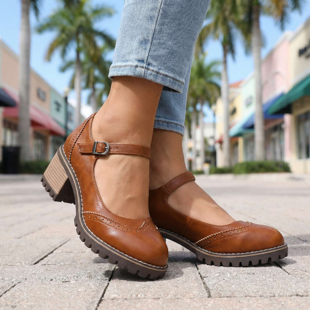 Jorja | Stylish Close Toe T-Strap Heels