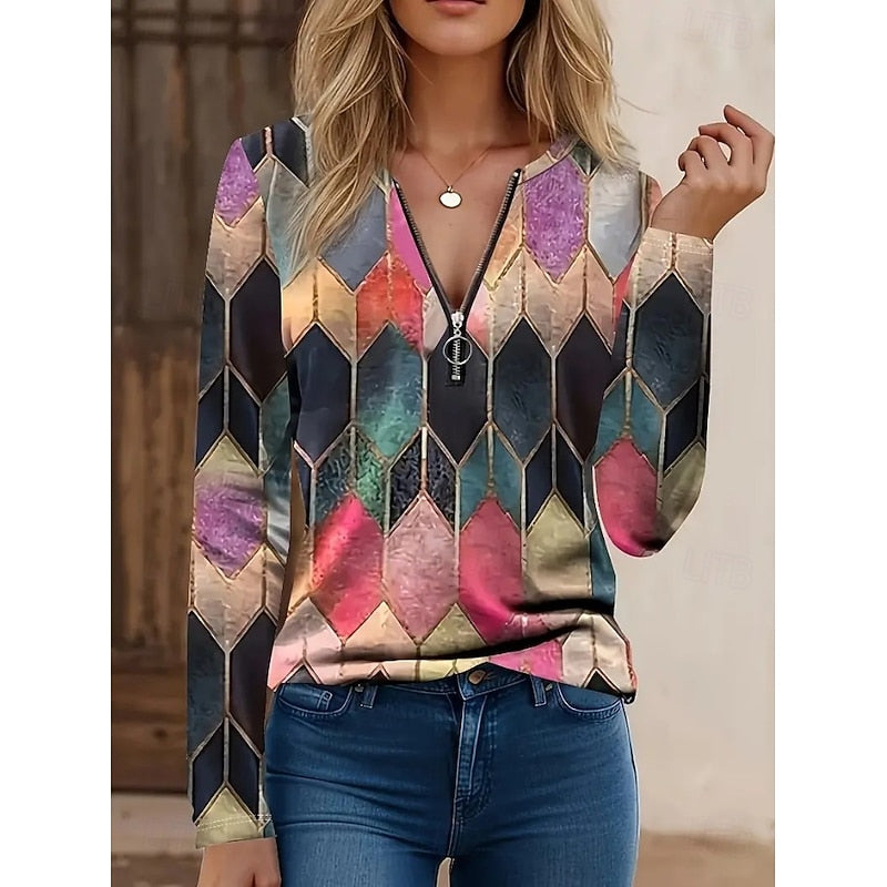 Ingrid | Bohemian Quarter-Zip Top
