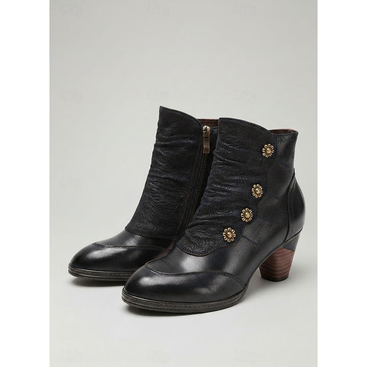 Bernadette | Ruched Button Ankle Boots