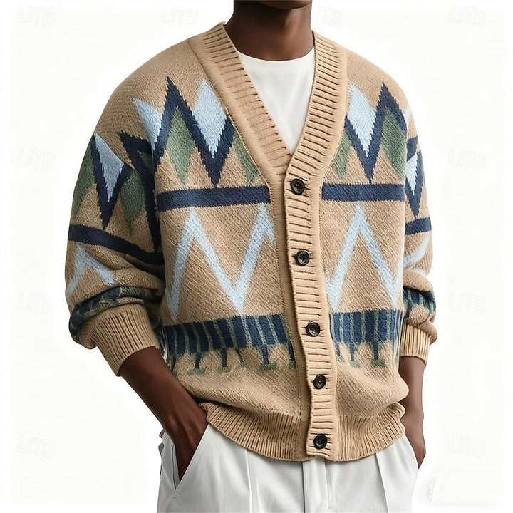 Otis | Christmas Patterned V-Neck Cardigan