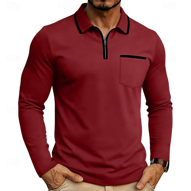 Sheldon | Quarter-Zip Long Sleeve Polo Shirt