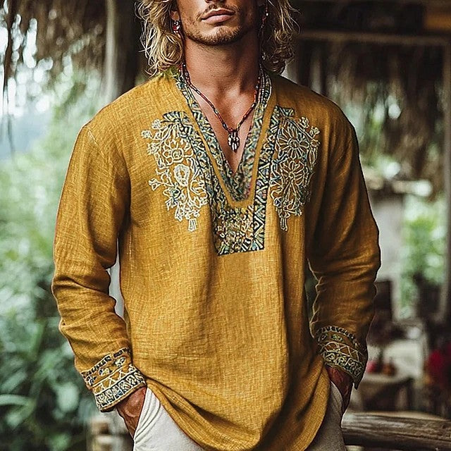 Julian | Embroidered V-Neck Tunic Shirt