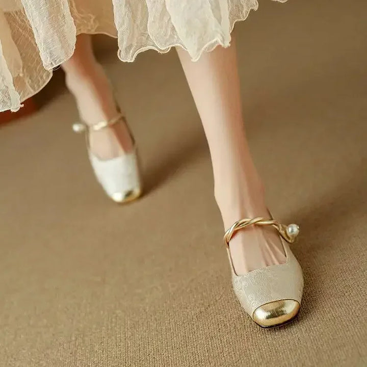 Amelia | Vintage Braided Pearl Strap Shoes
