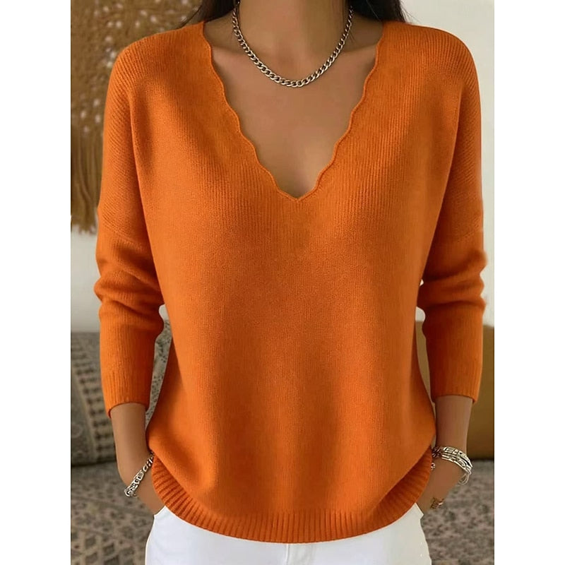 Paige | Scalloped V-Neck Halloween Sweater
