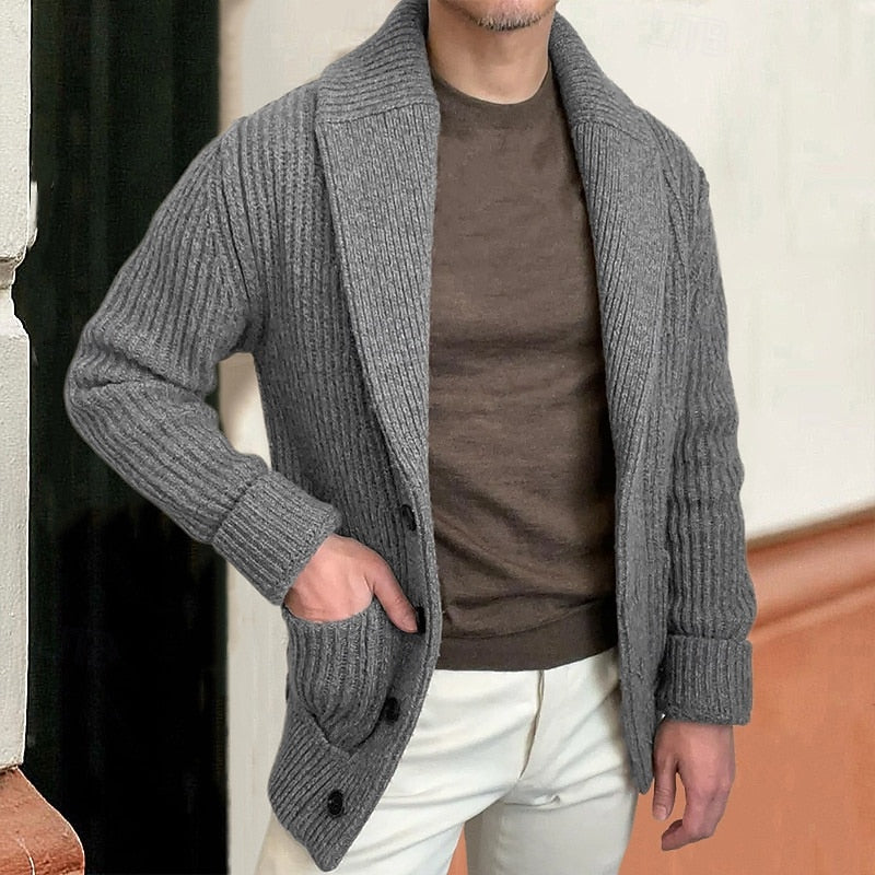 Elias | Shawl Collar Ribbed Cardigan