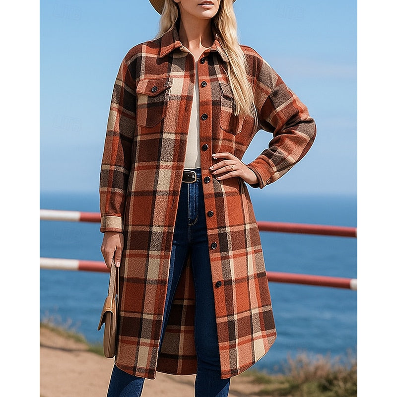 Elsie | Longline Checkered Coat