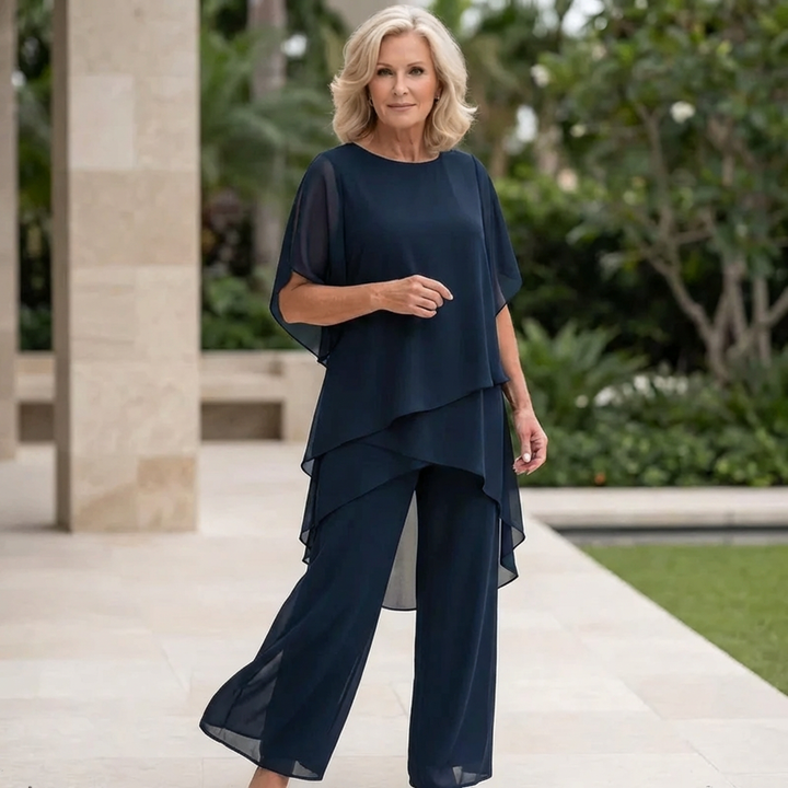 Valeria | Elegant Draped Palazzo Pants Set
