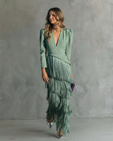 Natasha | Stylish Flowy V-Neck Long Sleeve Dress