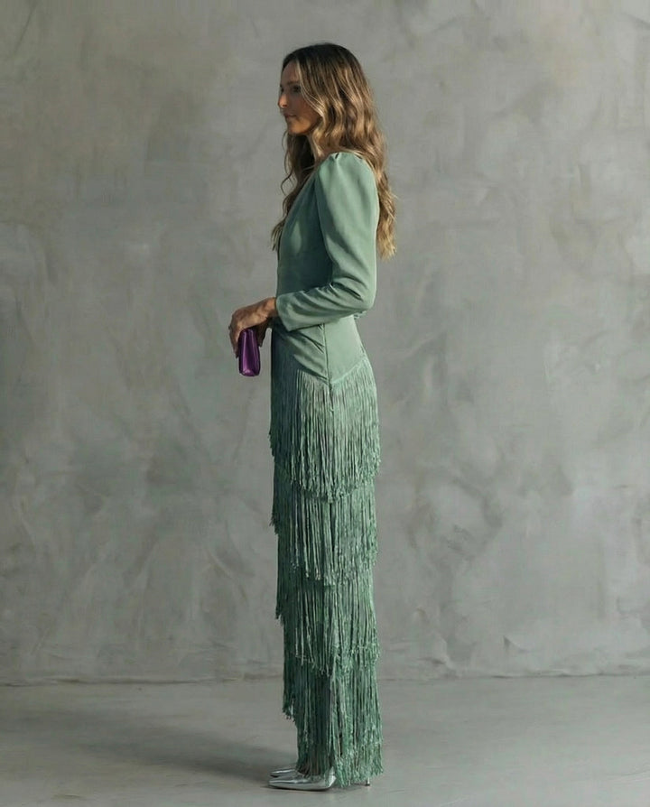 Natasha | Stylish Flowy V-Neck Long Sleeve Dress