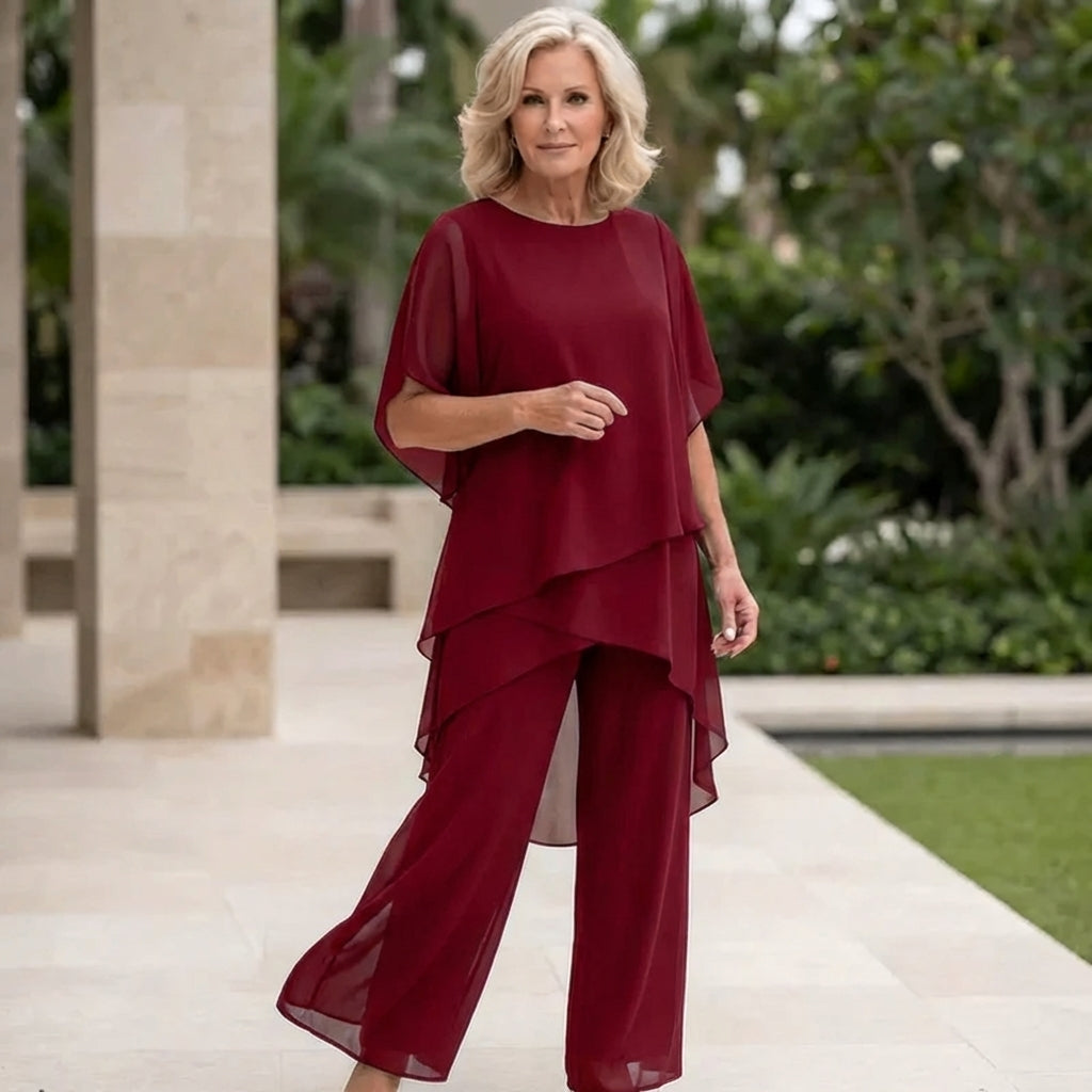 Valeria | Elegant Draped Palazzo Pants Set