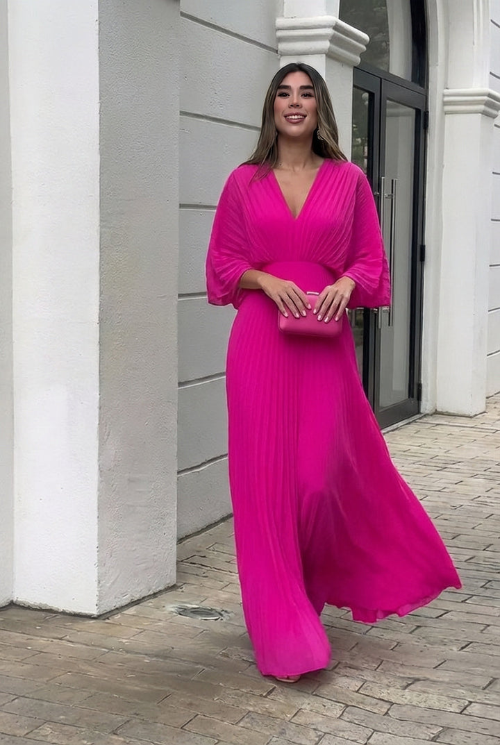 Serelina | Stylish Pleated Elegance Maxi Dress