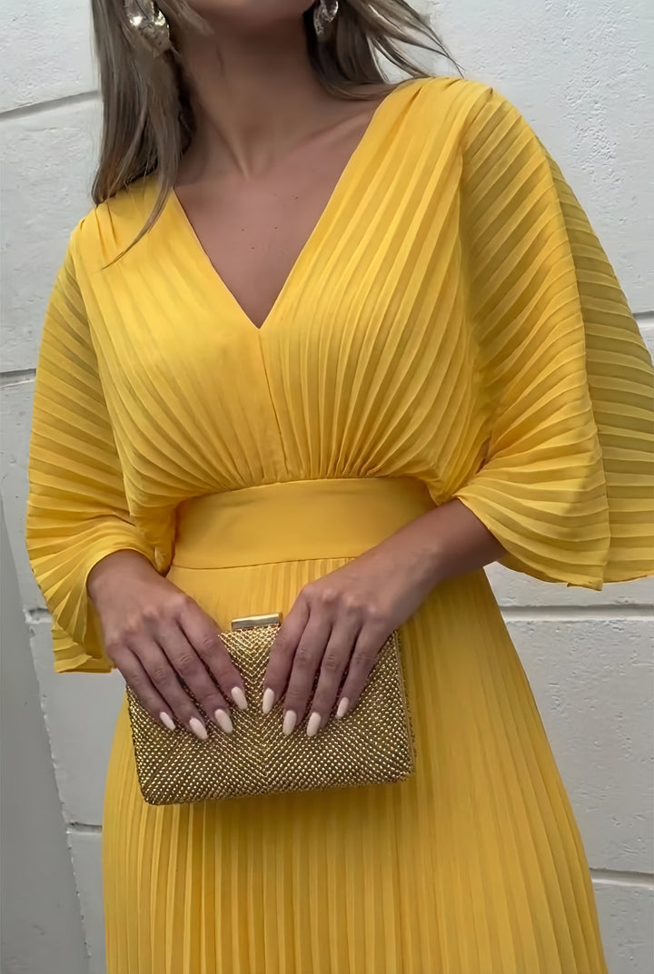 Serelina | Stylish Pleated Elegance Maxi Dress