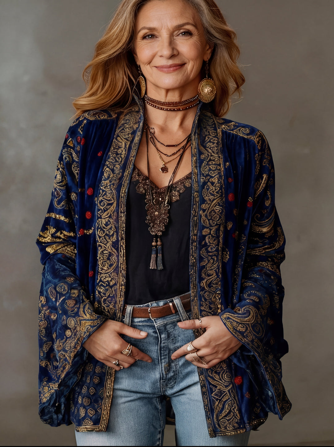 Amelie | Stylish Velvet-Touch Bohemian Cardigan